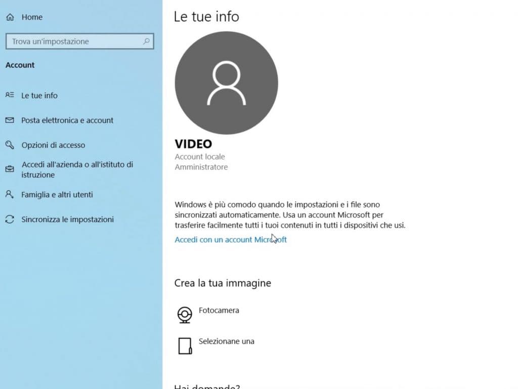 Gestione utenti Windows 10