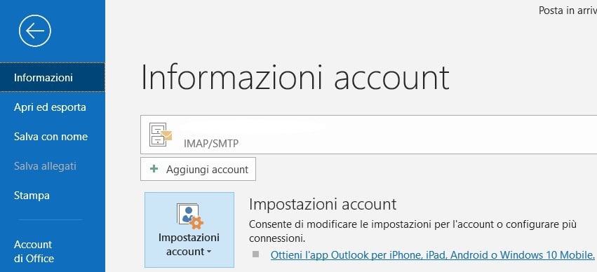 configurazione pec aruba account outlook