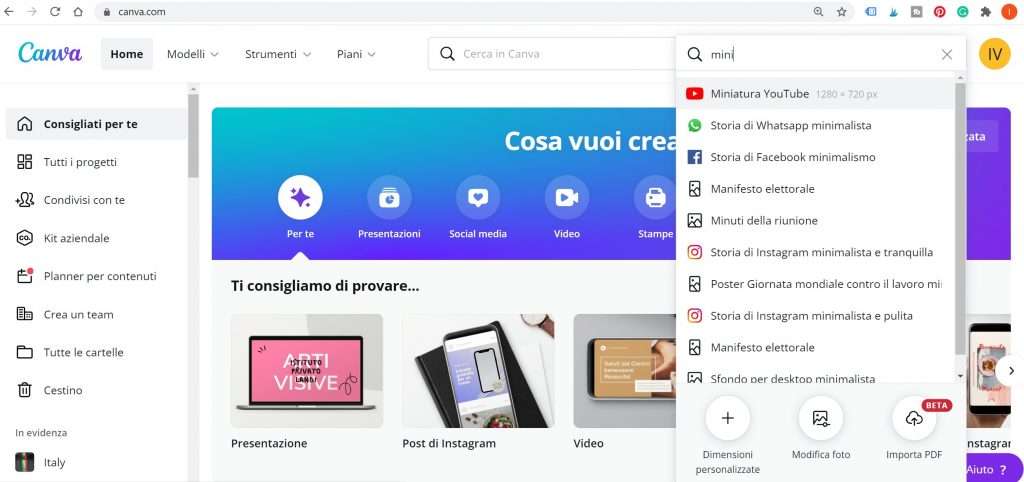 canva dimensioni miniatura youtube