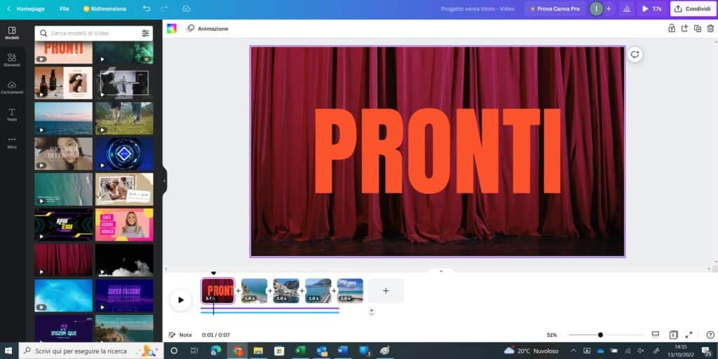 Come creare video con foto e musica gratis online Canva con intro